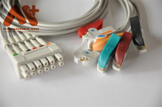 GE 마커트 	홀터 케이블 ECG 원격 측정법 리드선 421932-001 6 리드 클립
