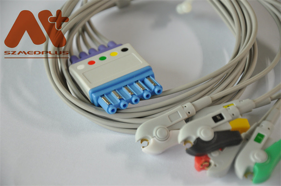 진동 산소계 필립 M1968A 미국 심장 학회 클립 ECG 케이블 5는 3ft를 이끕니다