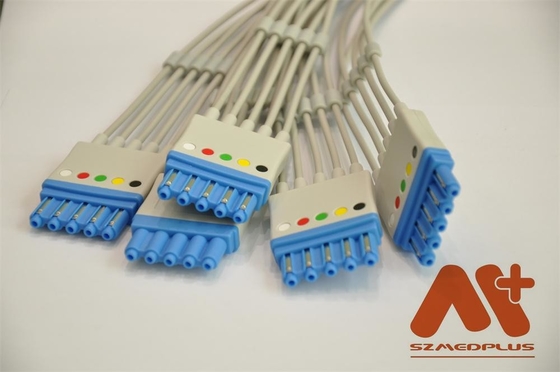 5명의 리드는 아하 ECG 환자케이블 M1644A 필립이 적합하다고 스내핑합니다
